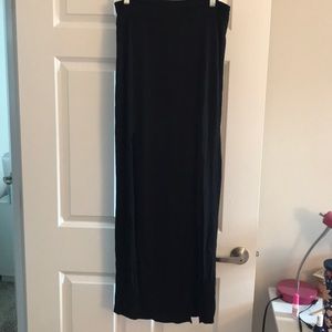 Double slit black maxi skirt